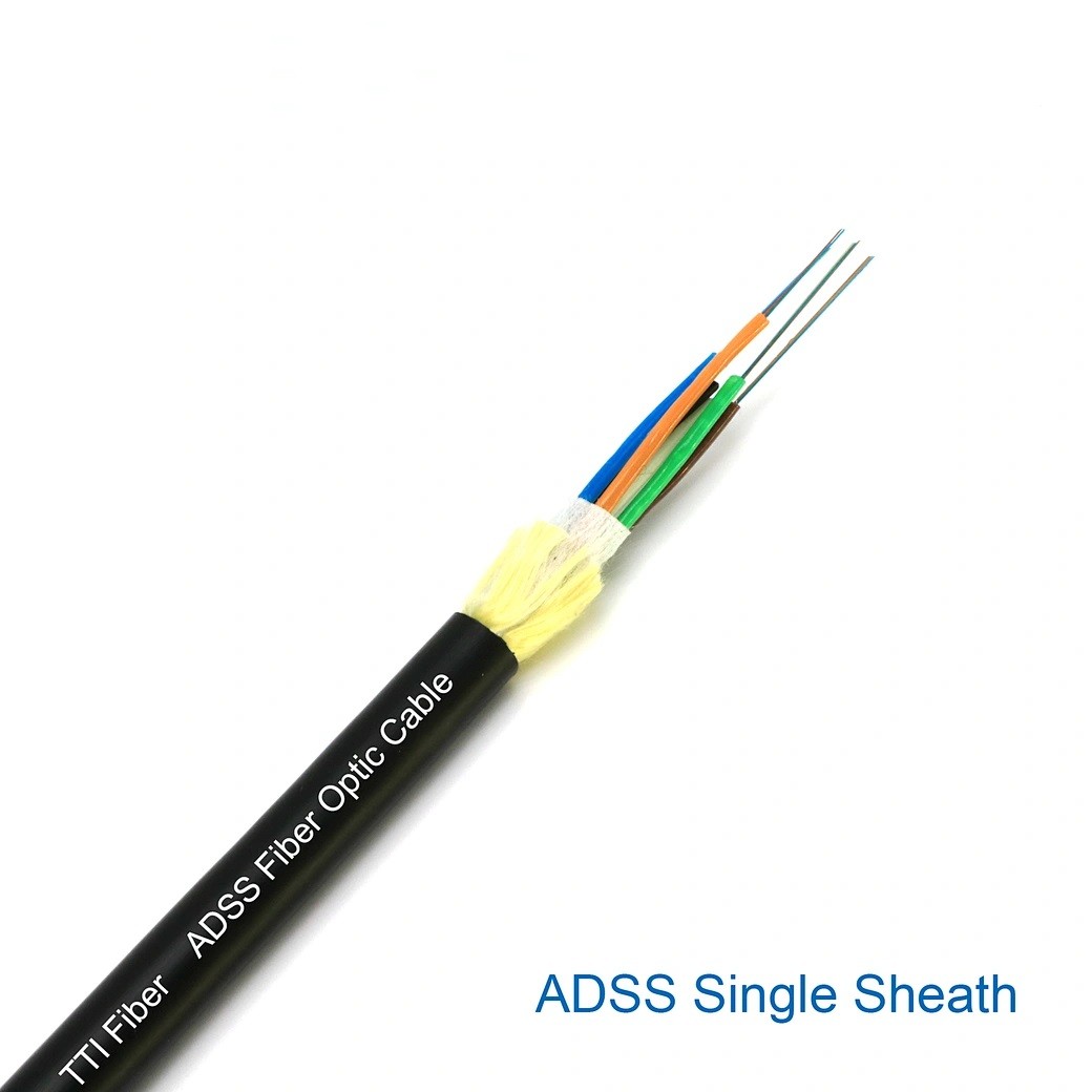 ADSS 12 core 48 core 72 core Fiber Optic Cable Single Sheath with PE Jacket